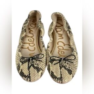 Sam Edelman Shoes Women 6 Felicia Leather Snakeskin Reptile Ballet Flat Slip On
